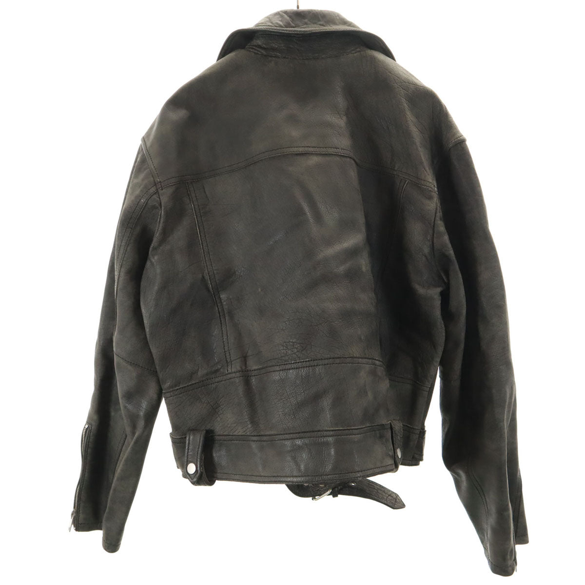 ZARA ザラ 水牛革 バッファローレザー ダブルライダースジャケット L チャコール メンズ