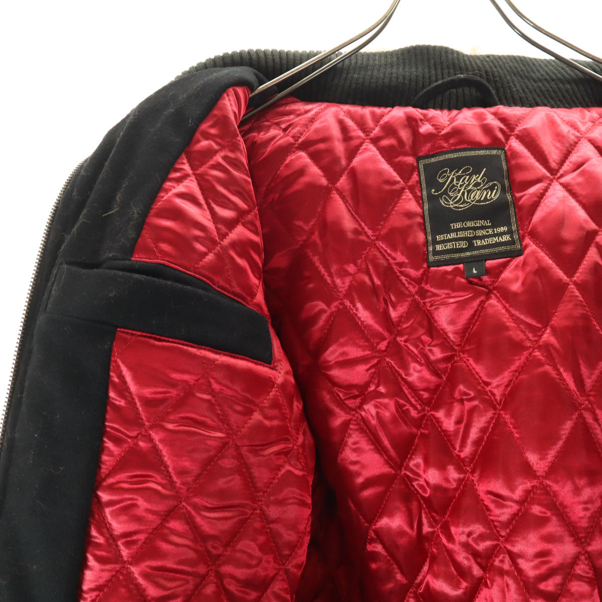 Karl Kani カールカナイ ウールジャケット L ブラック ラクーンファー付き メンズ