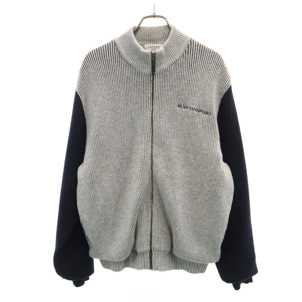 LANVIN SPORT ランバンスポール バックロゴ ニットジャケット 40 グレー メンズ