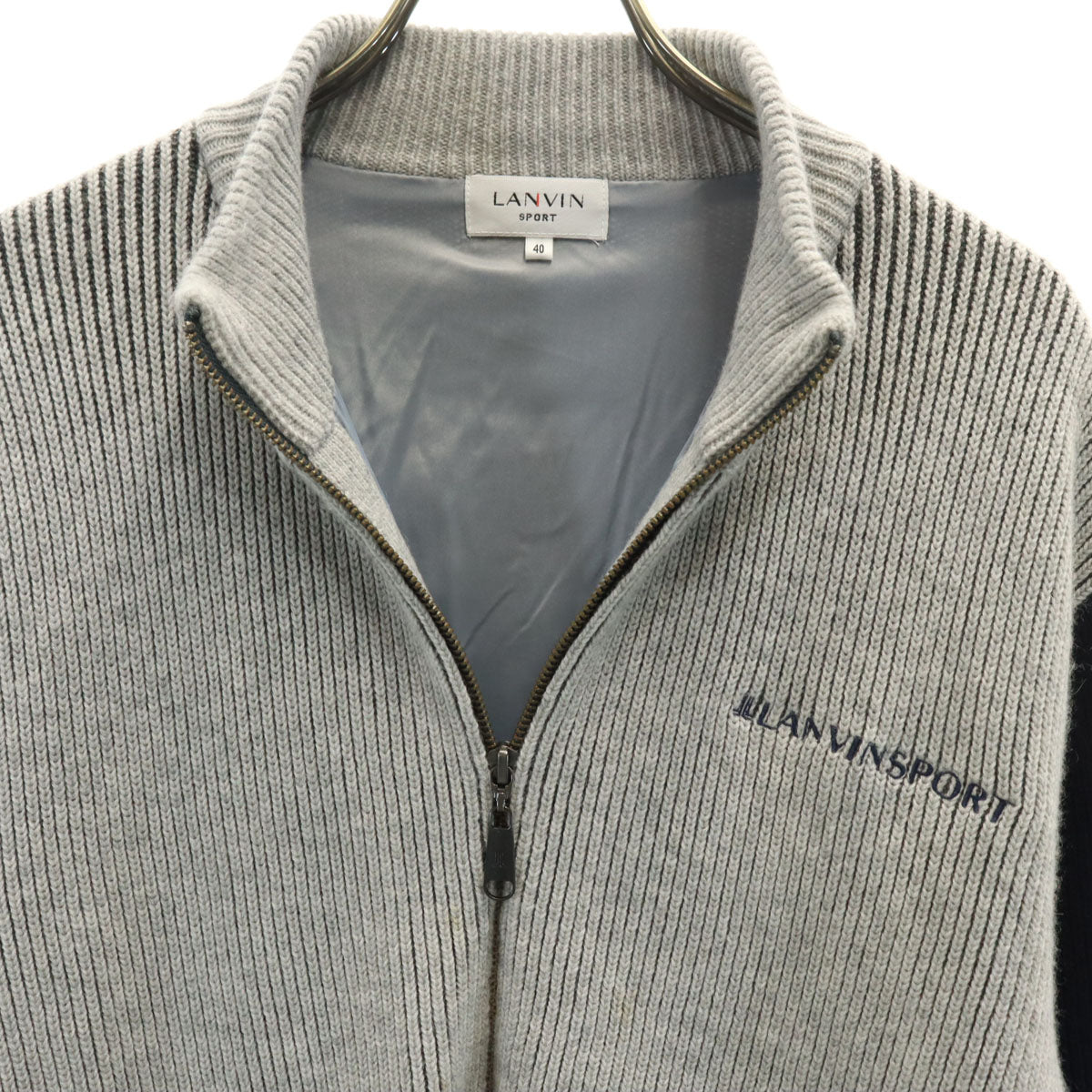 LANVIN SPORT ランバンスポール バックロゴ ニットジャケット 40 グレー メンズ