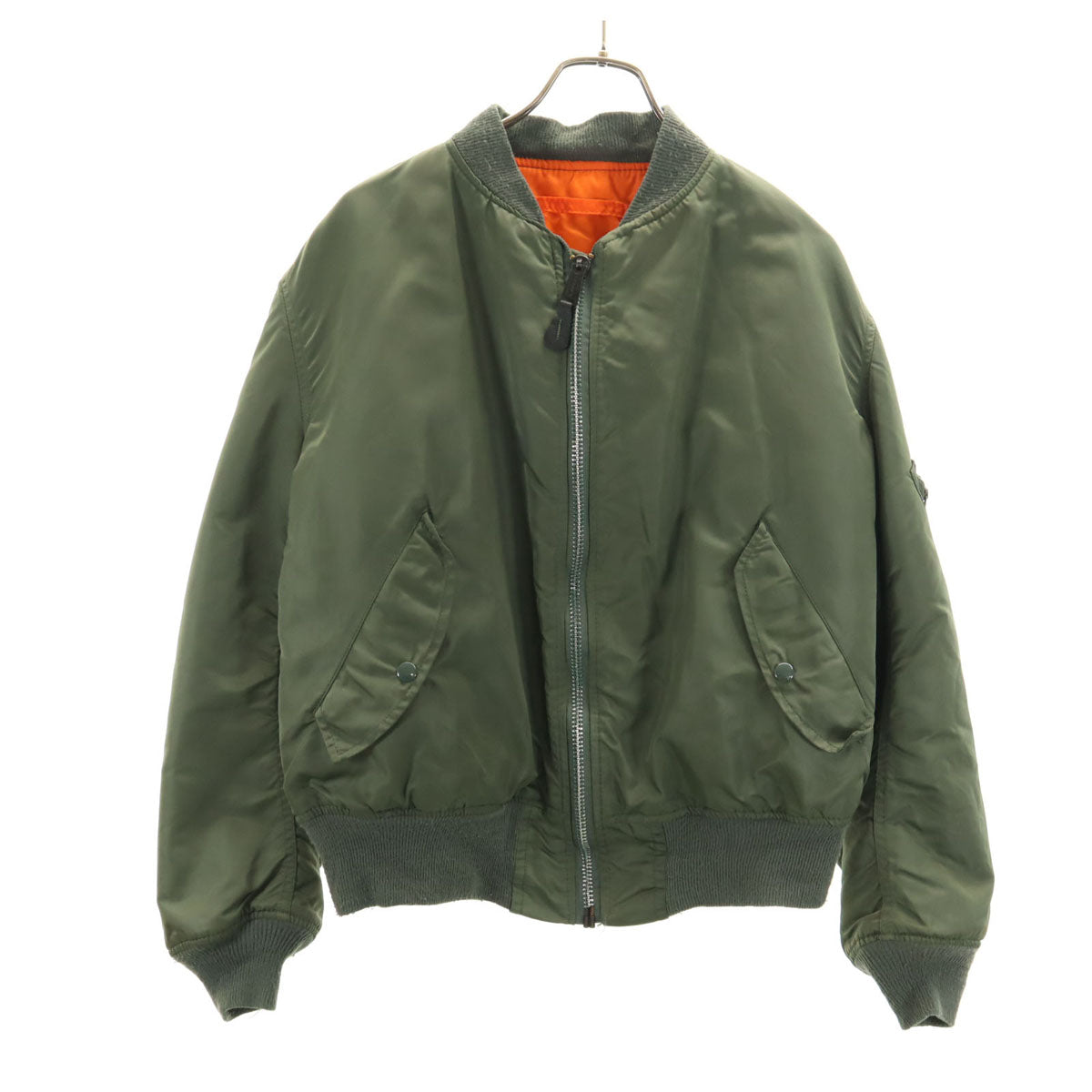 ALPHA アルファ 90s USA製 オールド MA-1 フライトジャケット L オリーブ系 中綿 ミリタリー メンズ