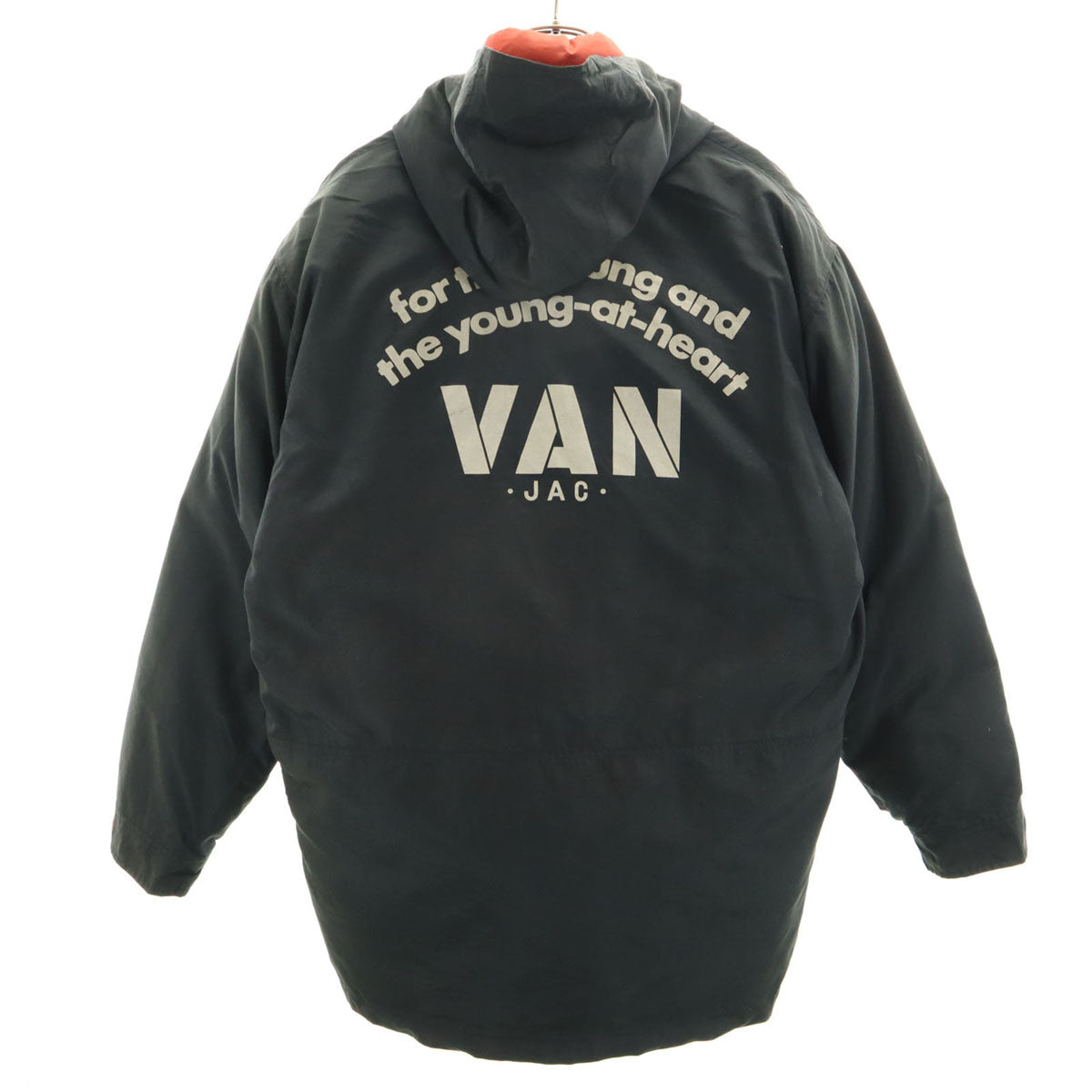 VAN JACKET ヴァンヂャケット バックロゴ フーデッド コート L ブラック ダウンライナー付き メンズ