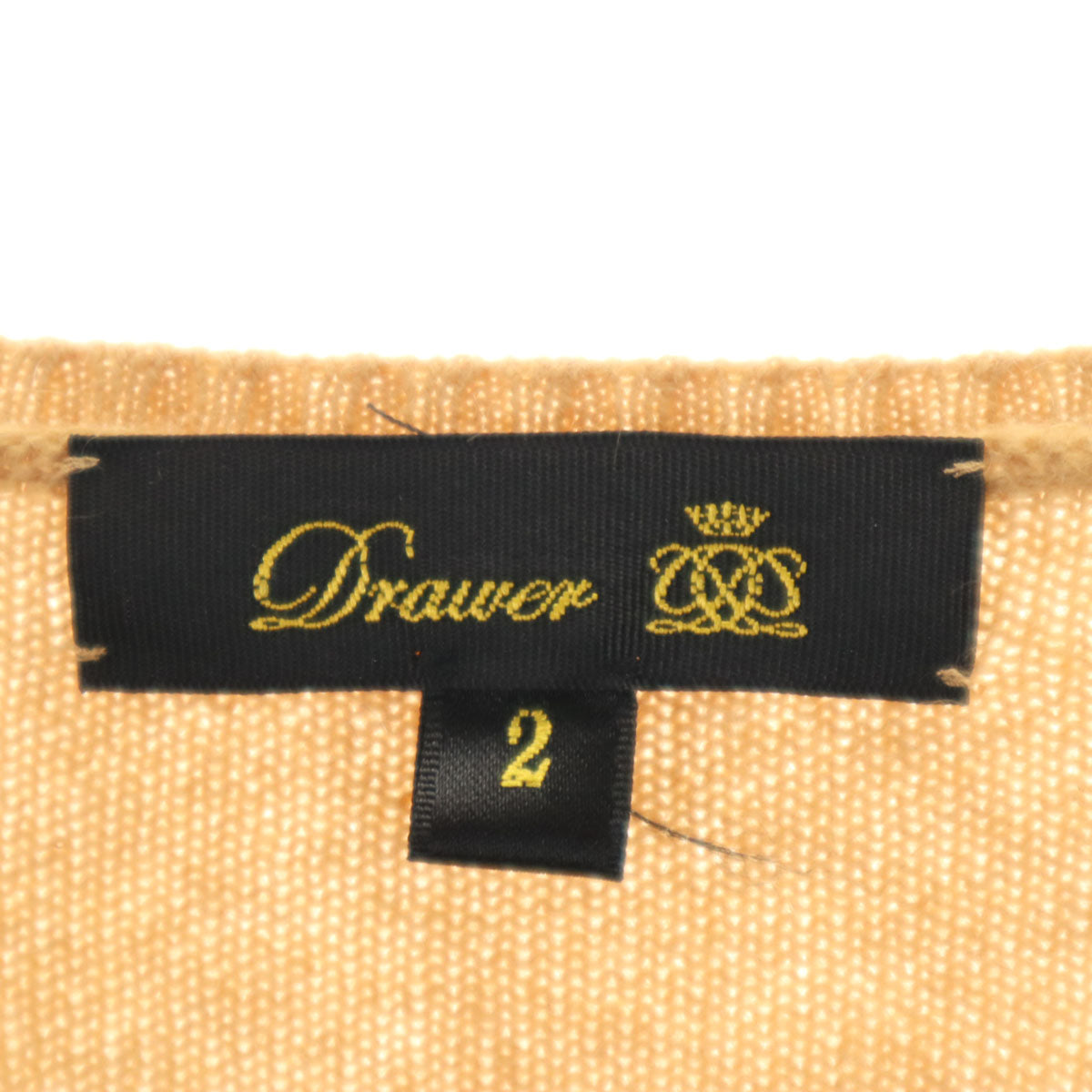 Drawer ドゥロワー カシミヤ100% 長袖 Vネック セーター 2 ベージュ ニット レディース
