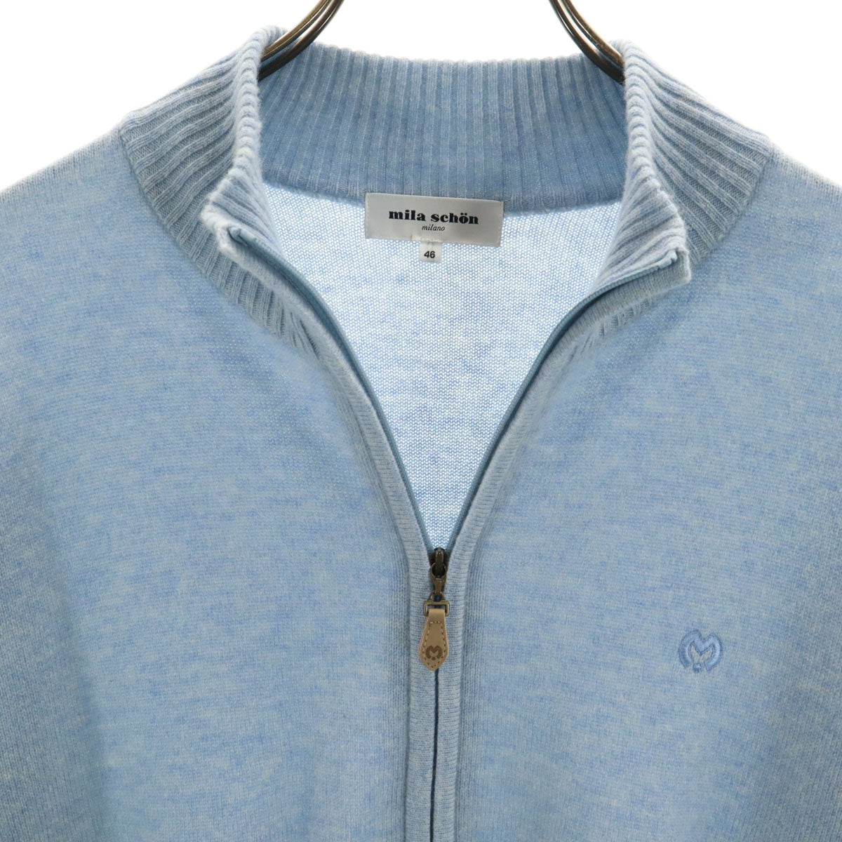 mila schon ミラショーン 日本製 カシミヤ100% ニットジャケット 46 ブルー系 メンズ