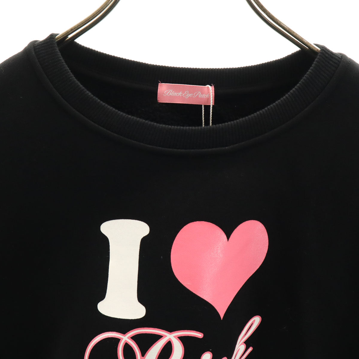 未使用 THE BLACK EYE PATCH ブラックアイパッチ RICH BOYS 長袖 ショート丈 スウェット トレーナー S ブラック レディース