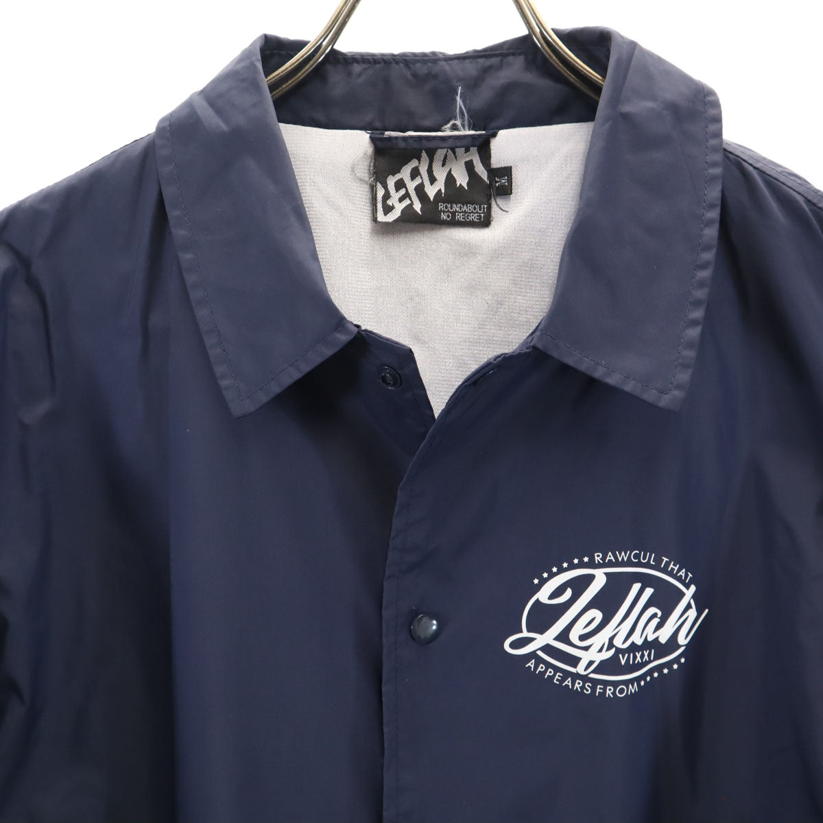 LEFLAH レフラー バックプリント コーチジャケット M ネイビー ドクロ メンズ