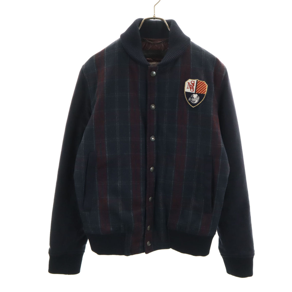 MESSAGERIE メッサジェリエ イタリア製 ハリスツイード生地 スタジャン 50 ネイビー Harris Tweed メンズ