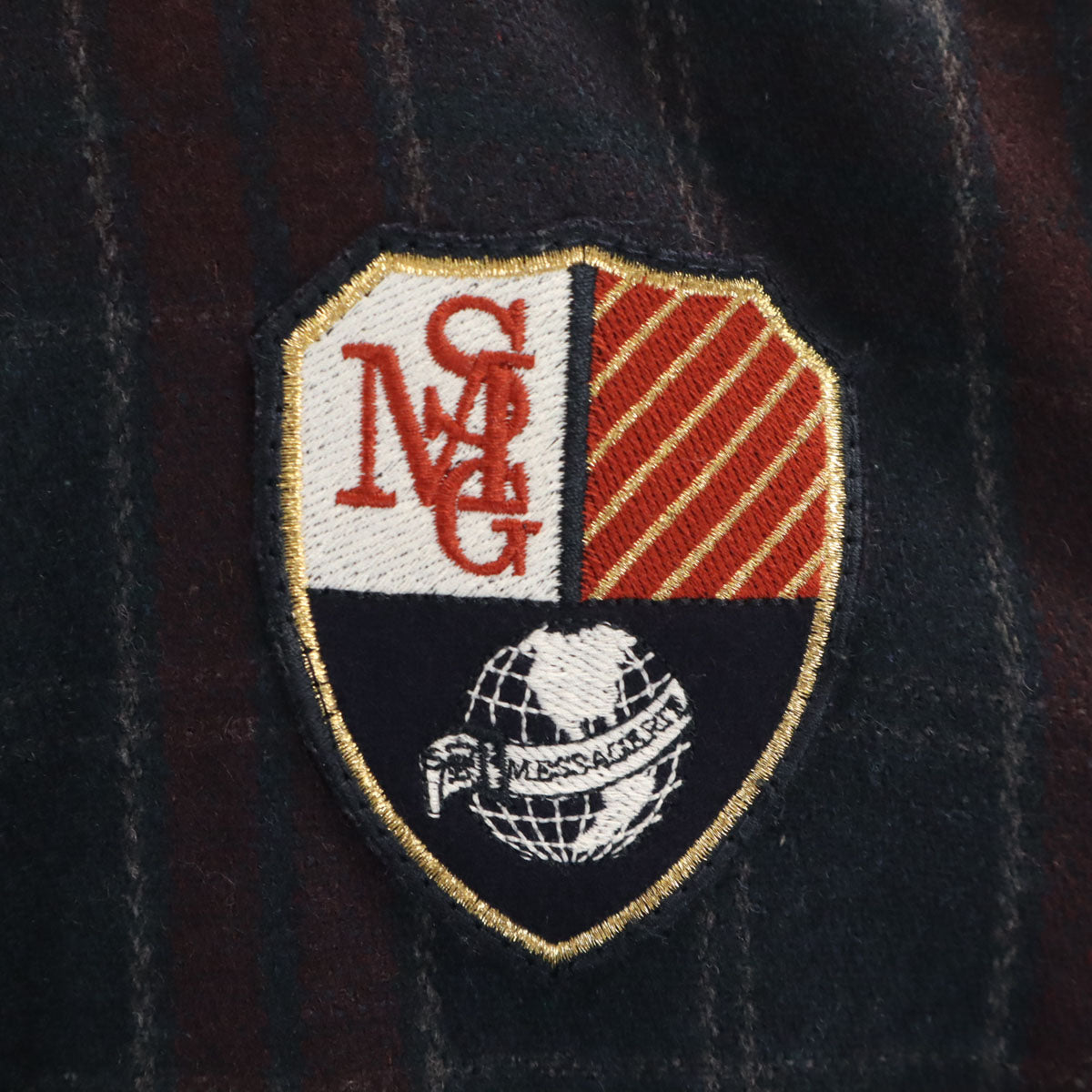 MESSAGERIE メッサジェリエ イタリア製 ハリスツイード生地 スタジャン 50 ネイビー Harris Tweed メンズ