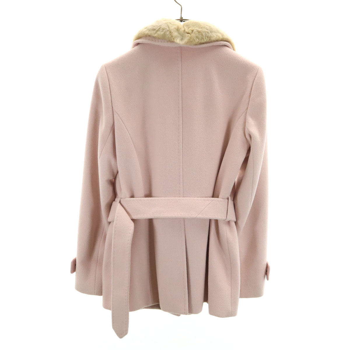 BURBERRY LONDON バーバリーロンドン アンゴラブレンド ウールコート 38 ピンク 三陽商会 ラビットファー付き レディース