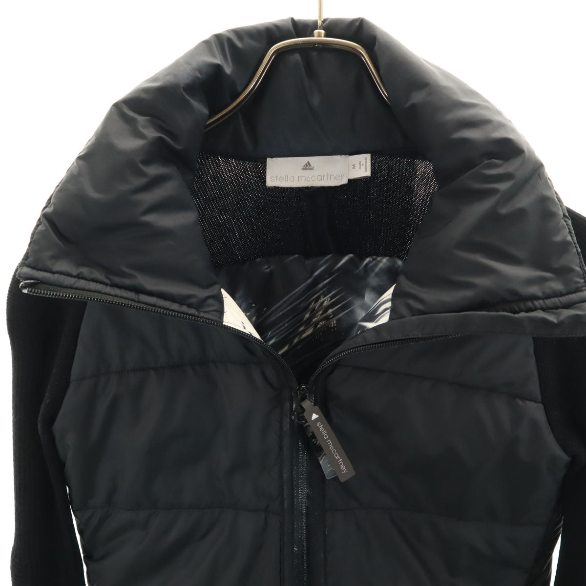 adidas by Stella McCartney アディダスバイステラマッカートニー ニット切替 中綿ジャケット M ブラック レディース