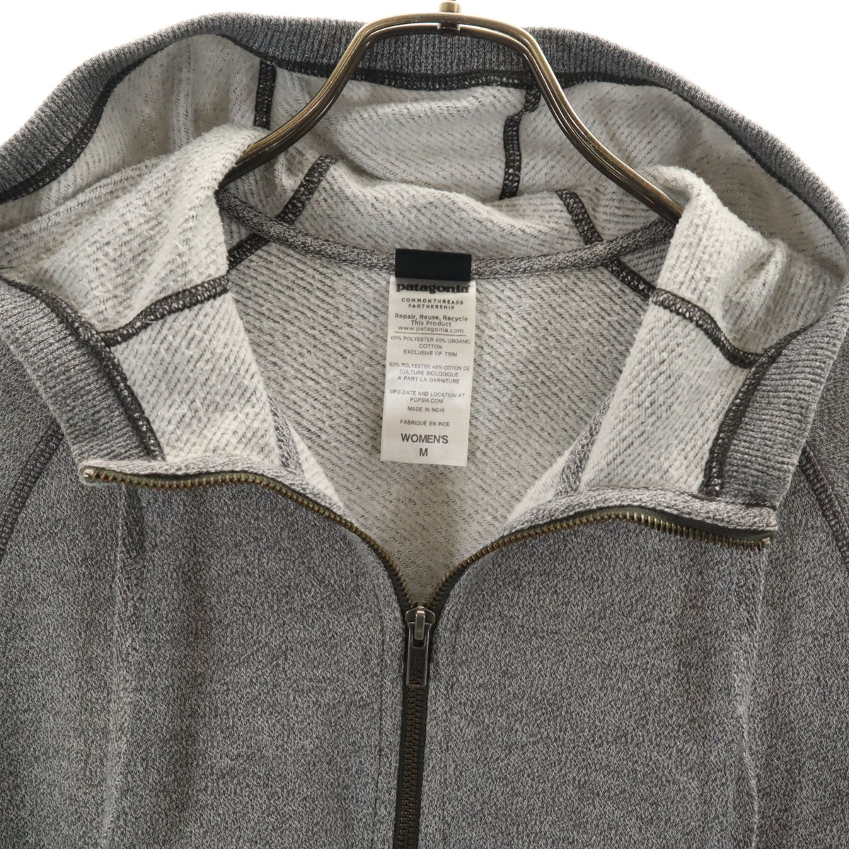 patagonia パタゴニア 長袖 スウェット ジップパーカー M グレー 54490SP14 アウトドア 裏起毛 レディース