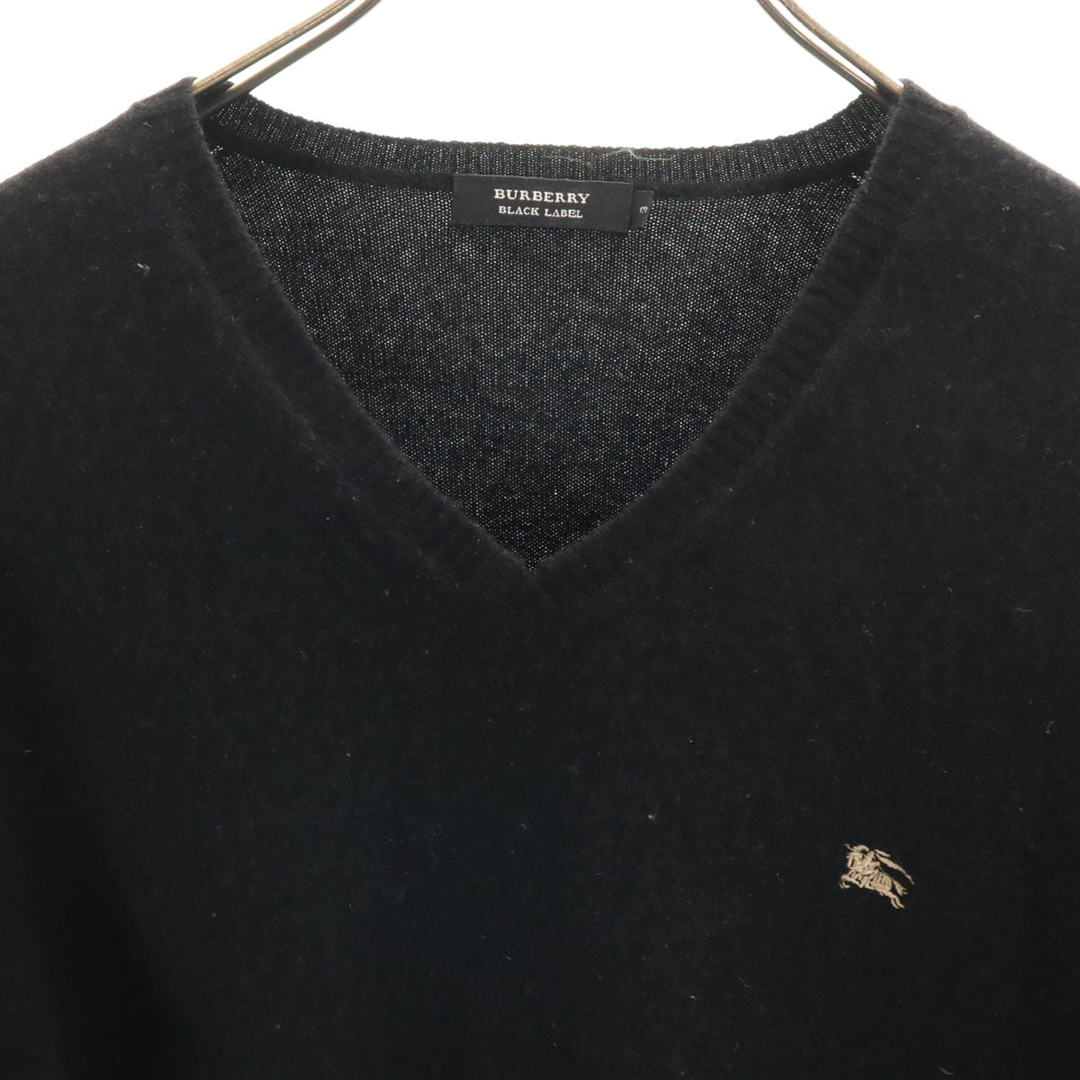 BURBERRY BLACK LABEL バーバリーブラックレーベル カシミヤブレンド 長袖 Vネック セーター 3 ブラック ニット 三陽商会 メンズ