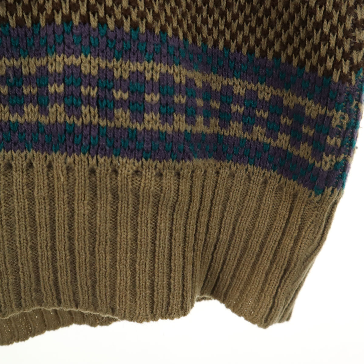 VAN HEUSEN ヴァンヒューゼン 80s 90s オールド 総柄 長袖 セーター M ブラウン ニット メンズ