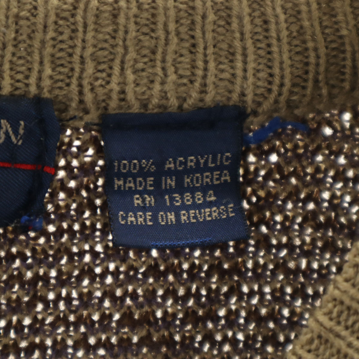 VAN HEUSEN ヴァンヒューゼン 80s 90s オールド 総柄 長袖 セーター M ブラウン ニット メンズ