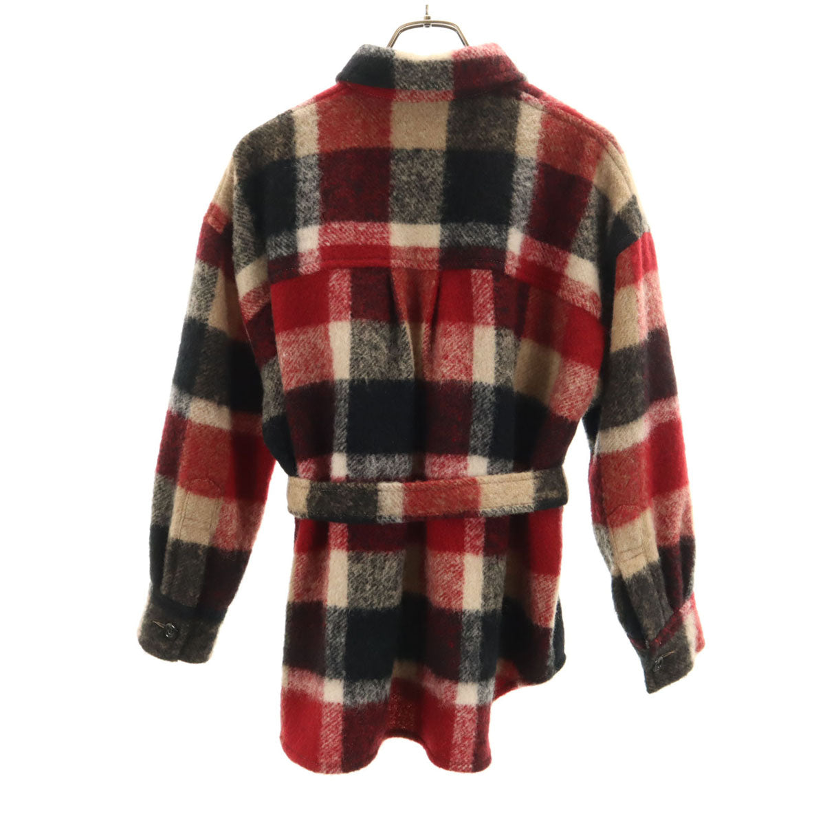 BLUE LABEL CRESTBRIDGE ブルーレーベルクレストブリッジ チェック柄 長袖 ウールシャツ 36 レッド レディース