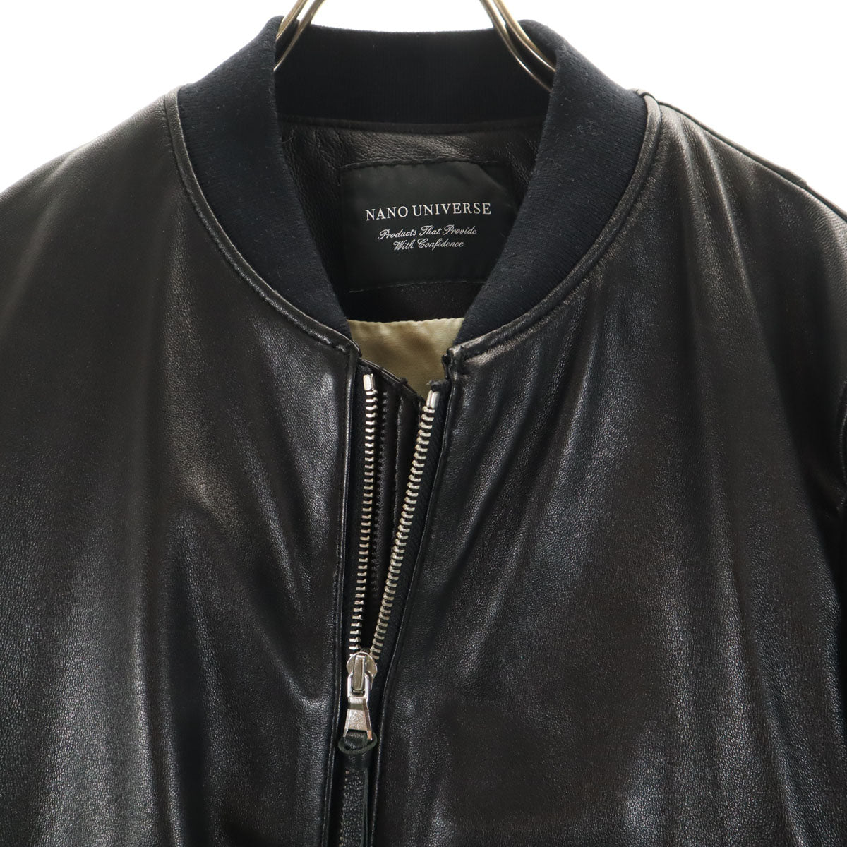 nano universe ナノユニバース 羊革 レザージャケット S ブラック メンズ