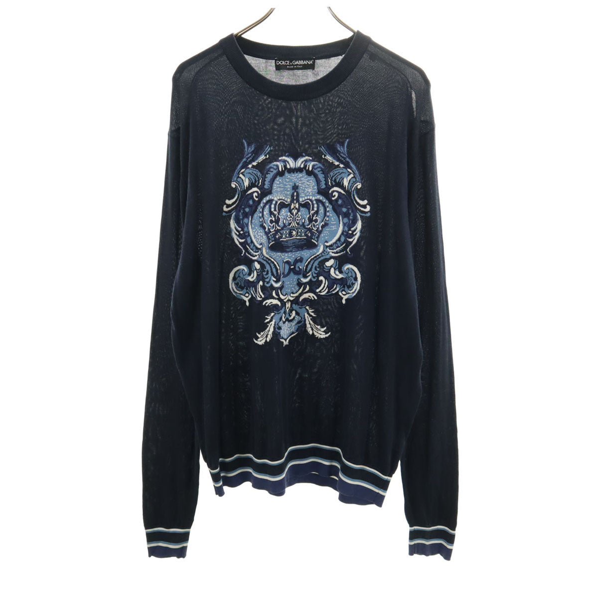 DOLCE&GABBANA ドルチェアンドガッバーナ イタリア製 長袖 ニット 58 ネイビー ビッグサイズ メンズ