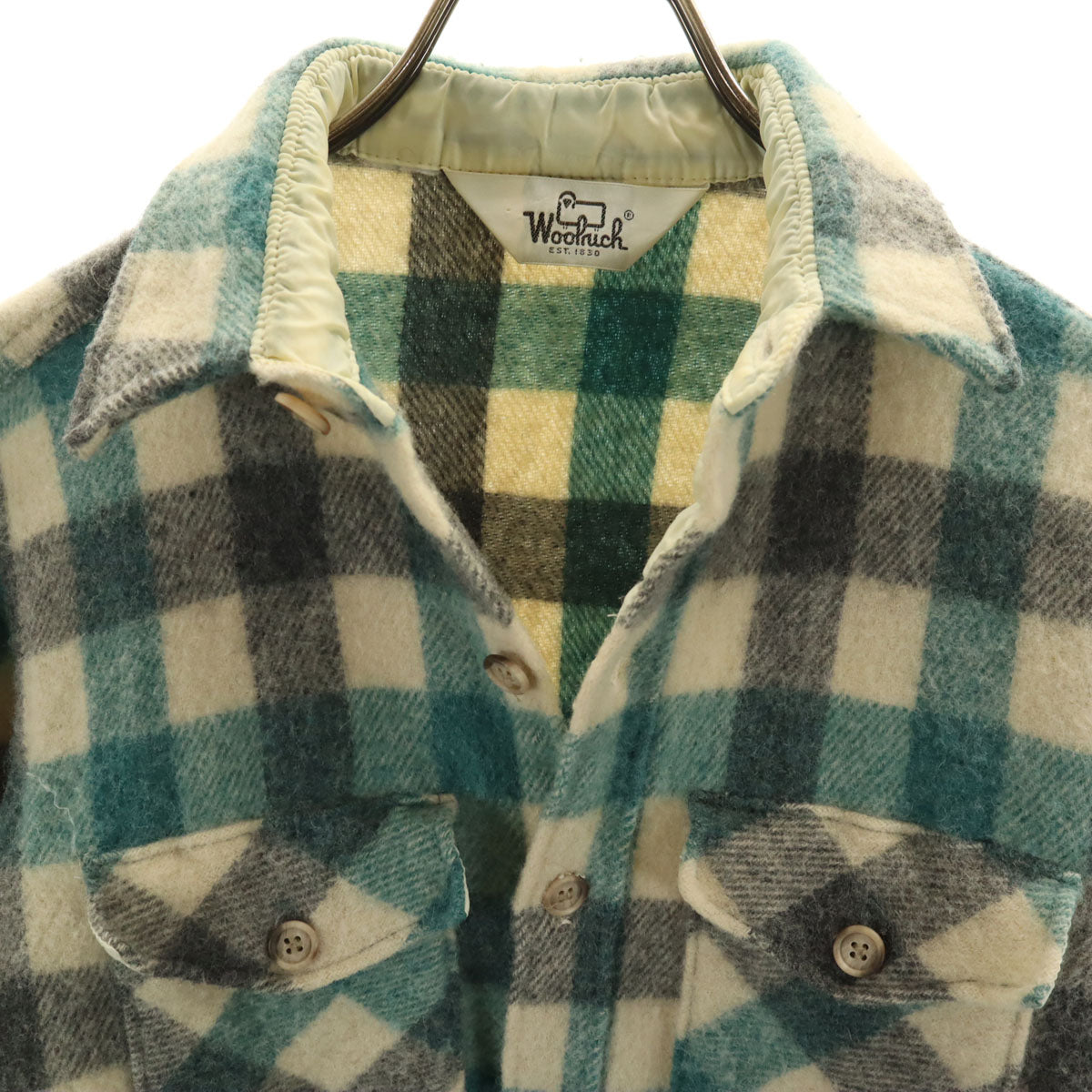 WOOLRICH ウールリッチ 70s ヴィンテージ 白タグ チェック柄 長袖 ネルシャツ 生成り メンズ