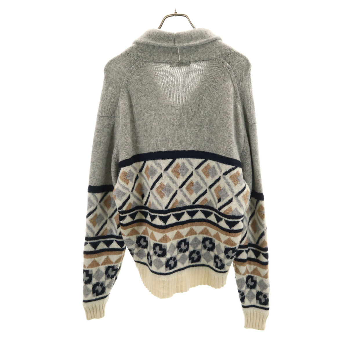 mila schon ミラショーン 日本製 長袖 ショールカラー ニットカーディガン 48 グレー メンズ