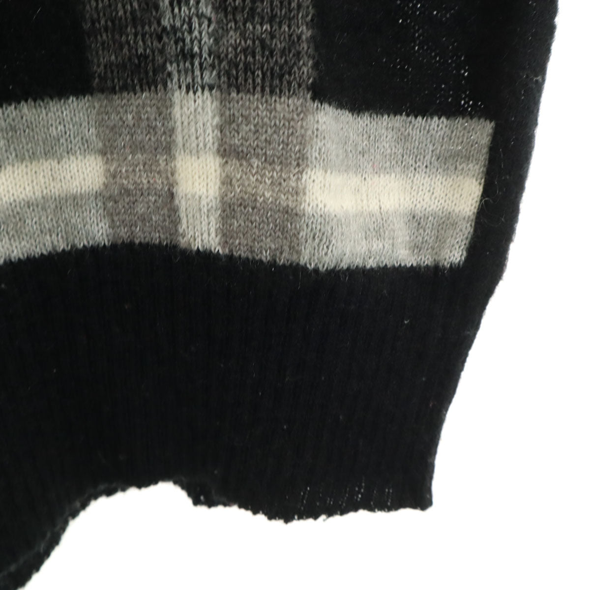 GIVENCHY GENTLEMAN ジバンシィ ジェントルマン 80s 90s オールド チェック柄 長袖 Vネック セーター 4 ブラック ニット メンズ