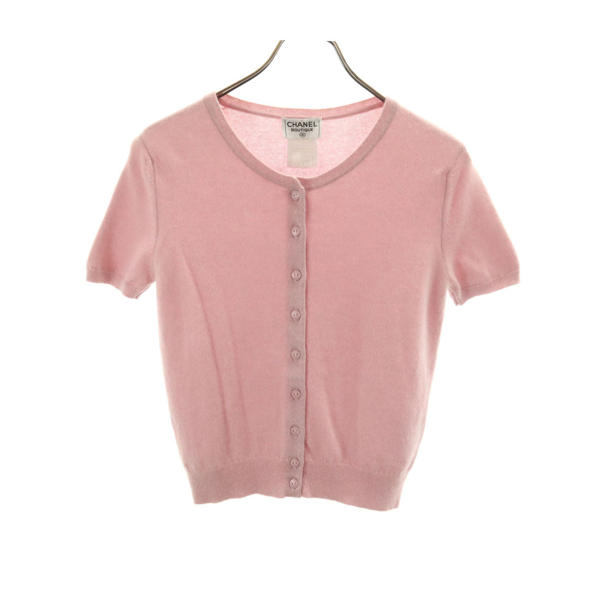 CHANEL BOUTIQUE シャネル ブティック 半袖 ニットカーディガン 40 ピンク レディース
