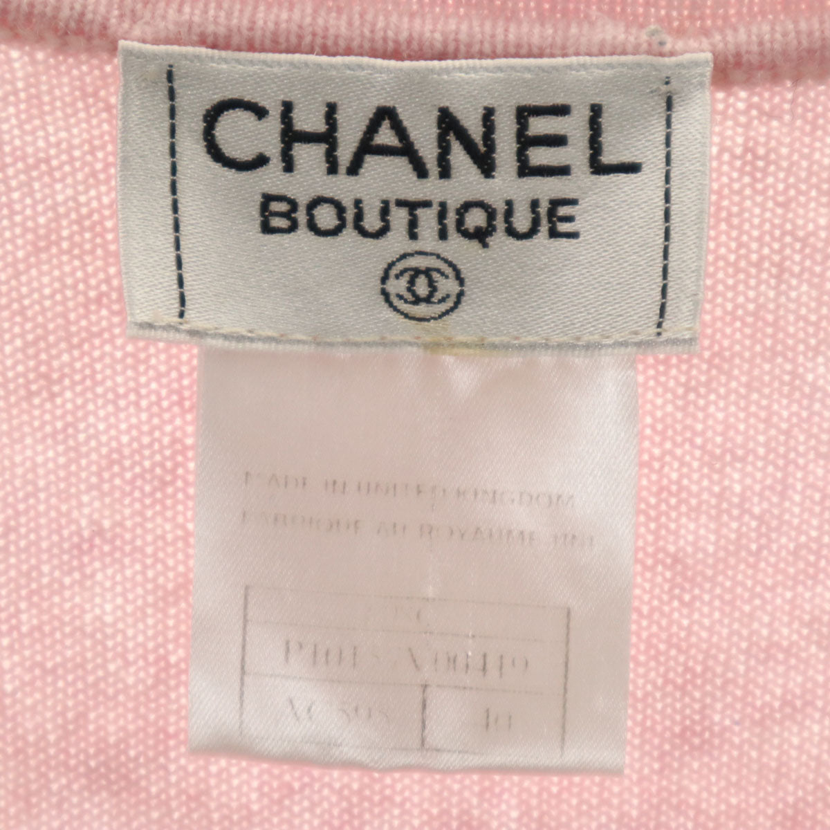 CHANEL BOUTIQUE シャネル ブティック 半袖 ニットカーディガン 40 ピンク レディース