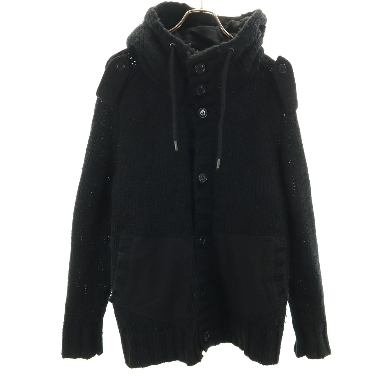 DIESEL ディーゼル 長袖 フーディー ニットカーディガン S ブラック メンズ