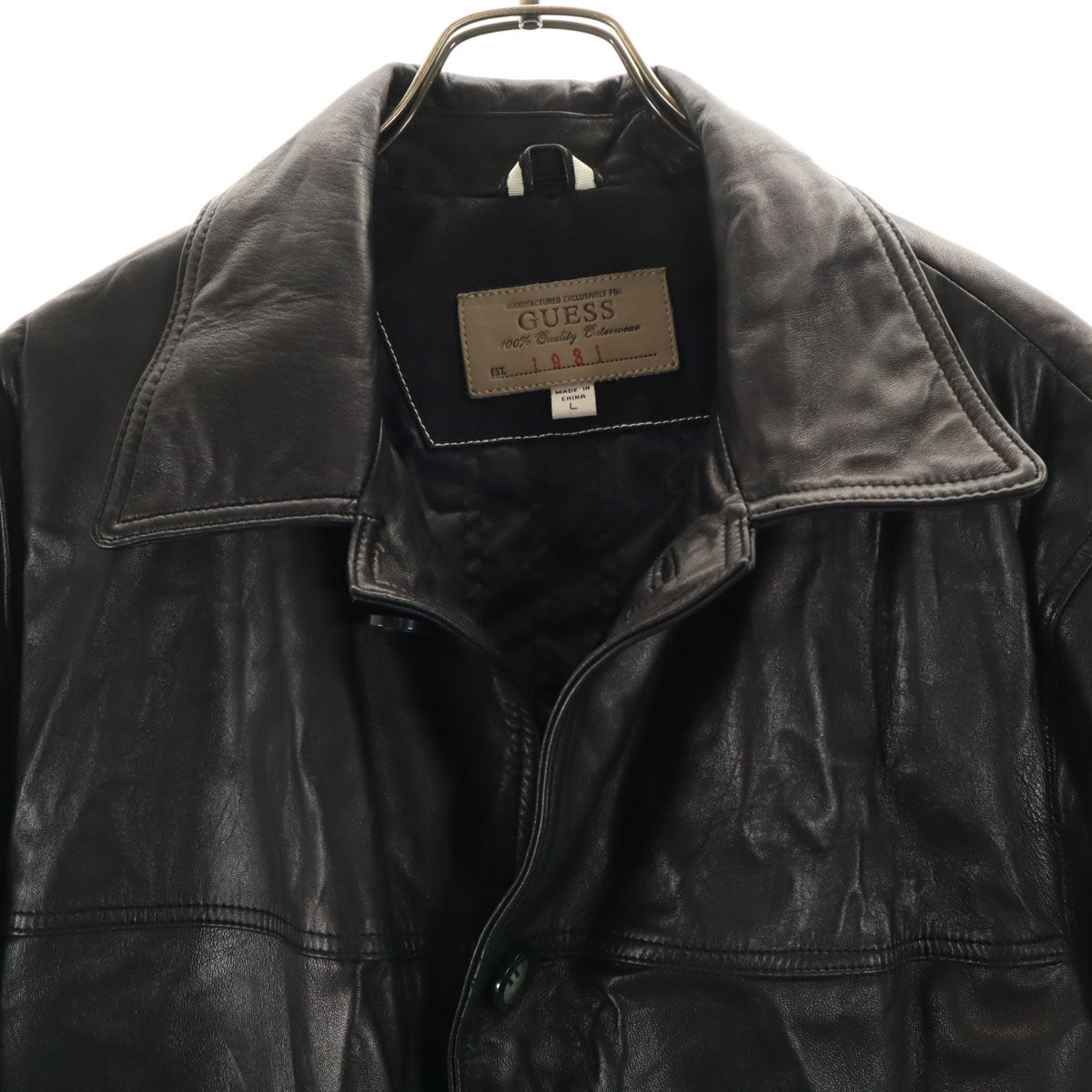 Guess ゲス レザージャケット L ブラック メンズ