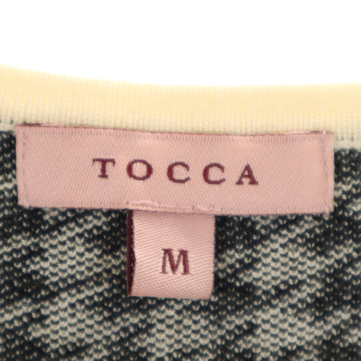 美品 TOCCA トッカ ハウンドトゥース柄 長袖 ニット ワンピース M ホワイト 千鳥格子 レディース