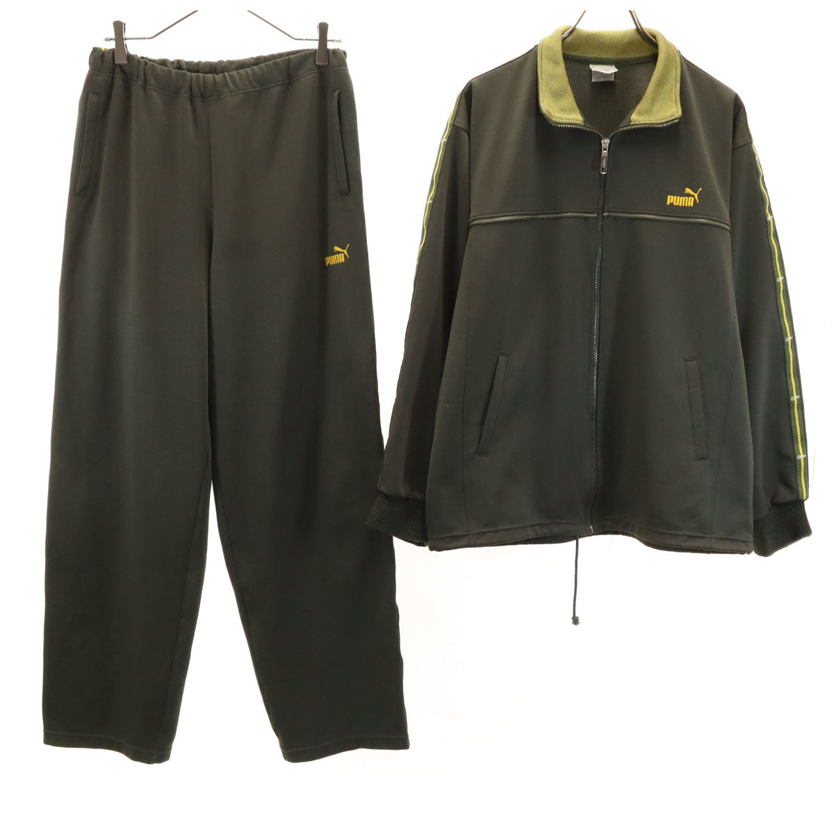 PUMA プーマ 90s オールド ヒットユニオン製 トラックジャケット 上下 セットアップ O カーキ ジャージ メンズ