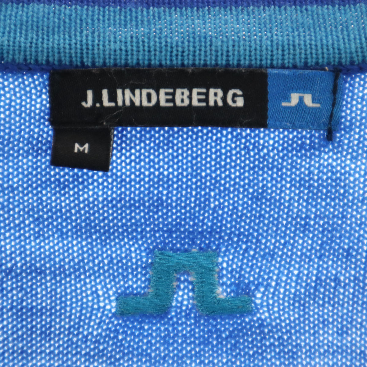 J.LINDEBERG ジェイリンドバーグ ウール ボーダー柄 長袖 Vネック セーター M ブルー系 ニット メンズ