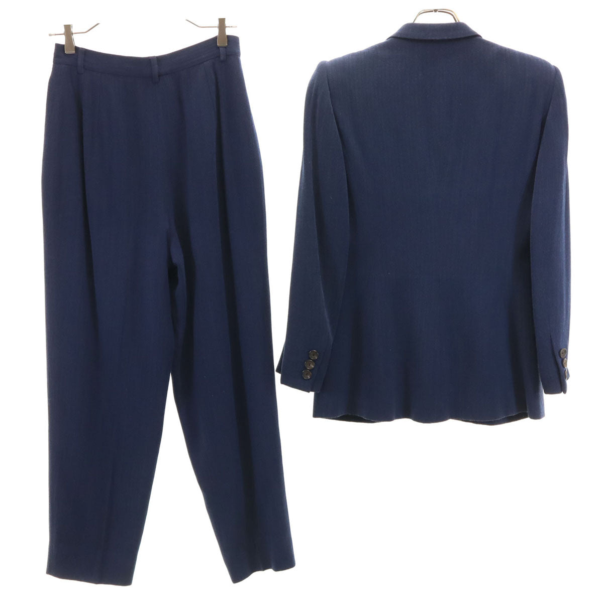 GUCCI グッチ 90s イタリア製 オールド ヘリンボーン パンツスーツ 上下 セットアップ 40/42 ネイビー レディース