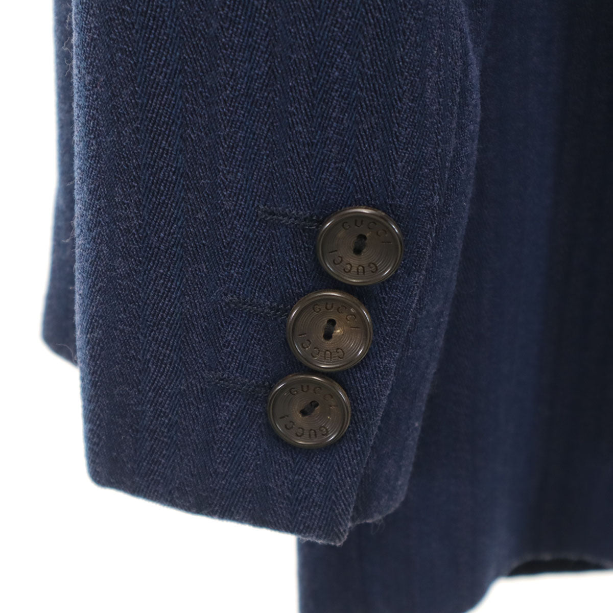 GUCCI グッチ 90s イタリア製 オールド ヘリンボーン パンツスーツ 上下 セットアップ 40/42 ネイビー レディース
