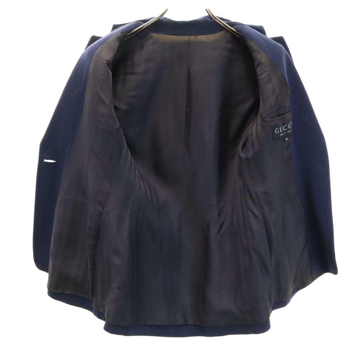 GUCCI グッチ 90s イタリア製 オールド ヘリンボーン パンツスーツ 上下 セットアップ 40/42 ネイビー レディース