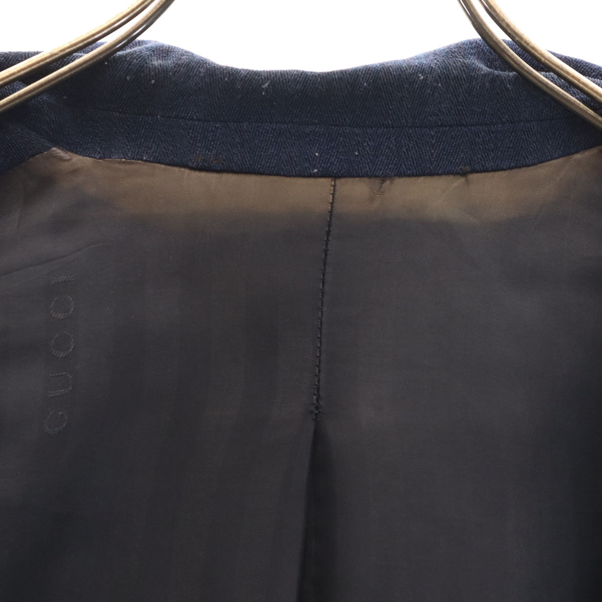 GUCCI グッチ 90s イタリア製 オールド ヘリンボーン パンツスーツ 上下 セットアップ 40/42 ネイビー レディース