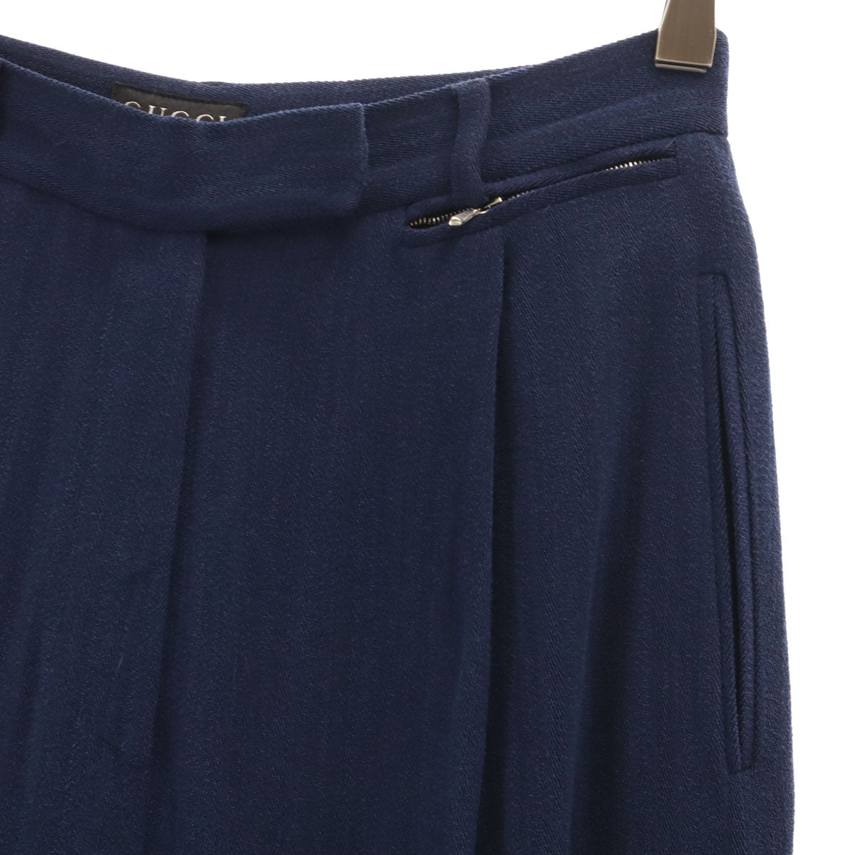 GUCCI グッチ 90s イタリア製 オールド ヘリンボーン パンツスーツ 上下 セットアップ 40/42 ネイビー レディース