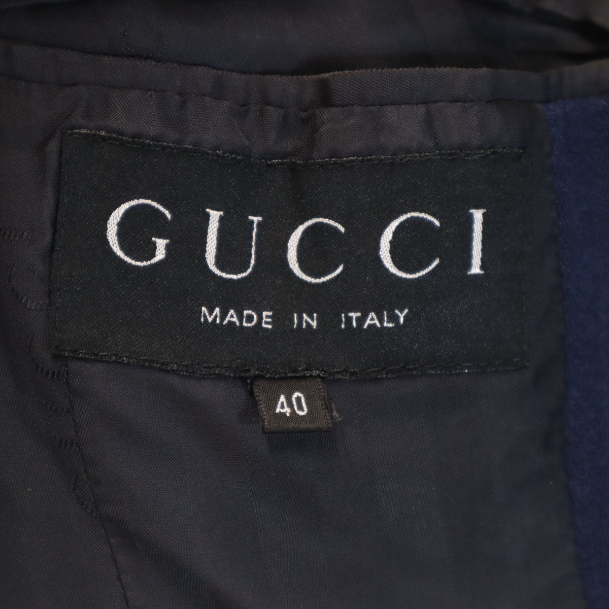 GUCCI グッチ 90s イタリア製 オールド ヘリンボーン パンツスーツ 上下 セットアップ 40/42 ネイビー レディース