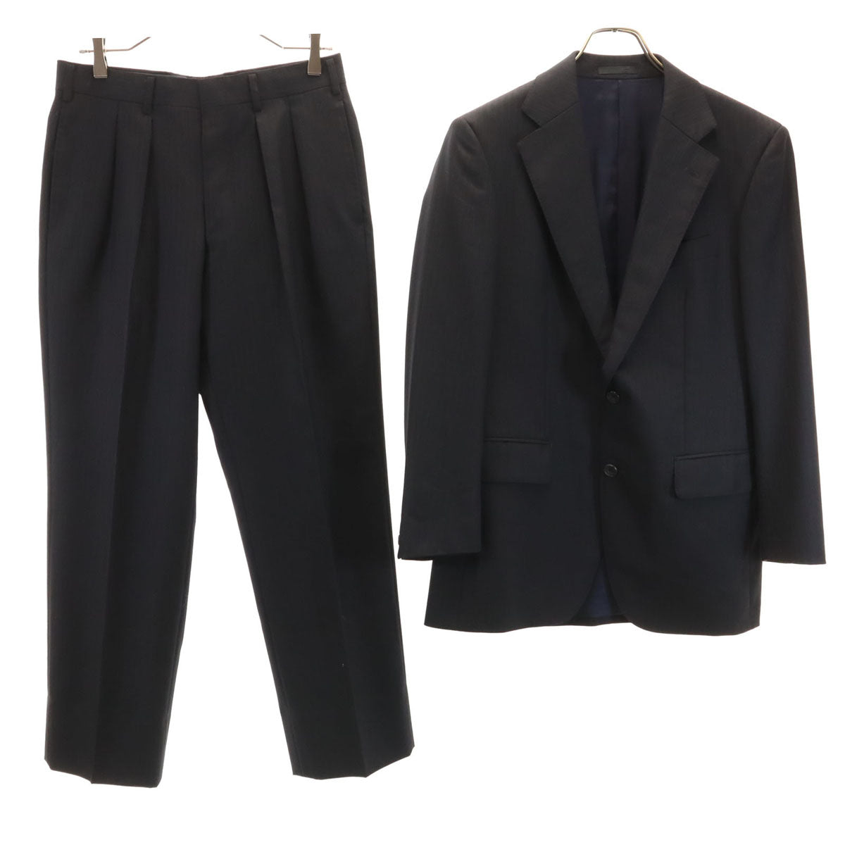 BURBERRY LONDON バーバリーロンドン 日本製 ヘリンボーン スーツ 上下 セットアップ A5 ブラック 三陽商会 メンズ