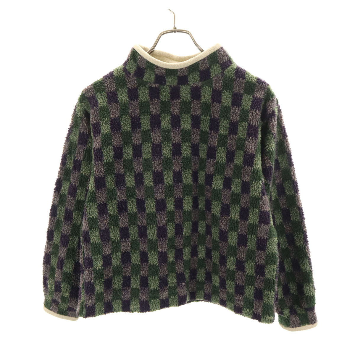 L.L.Bean エルエルビーン 90s 80s チェック柄 長袖 フリース トレーナー M グリーン アウトドア レディース