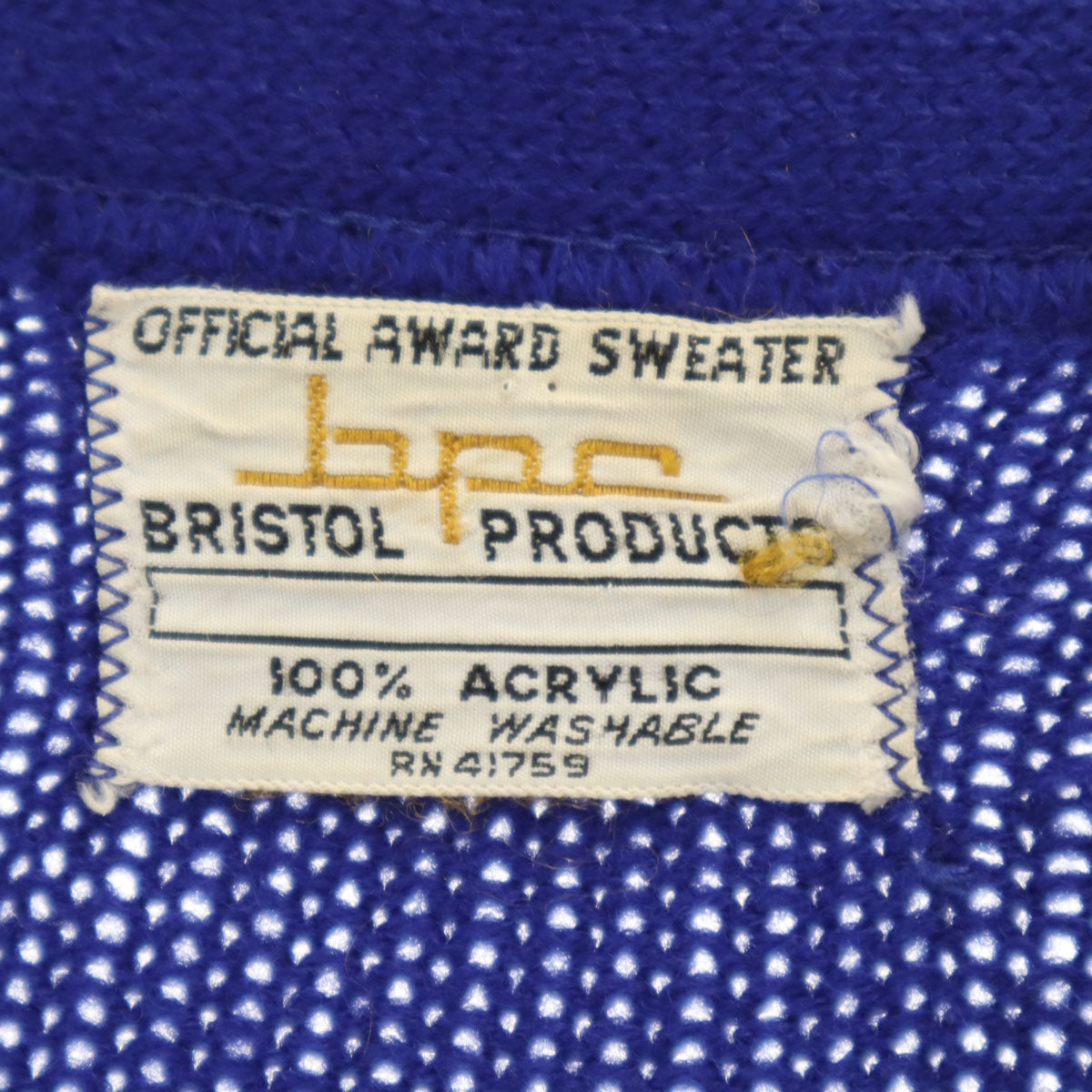 bpc BRISTOL PRODUCT COMPANY 70s ヴィンテージ 長袖 Vネック ニットカーディガン 38 青紫 レディース