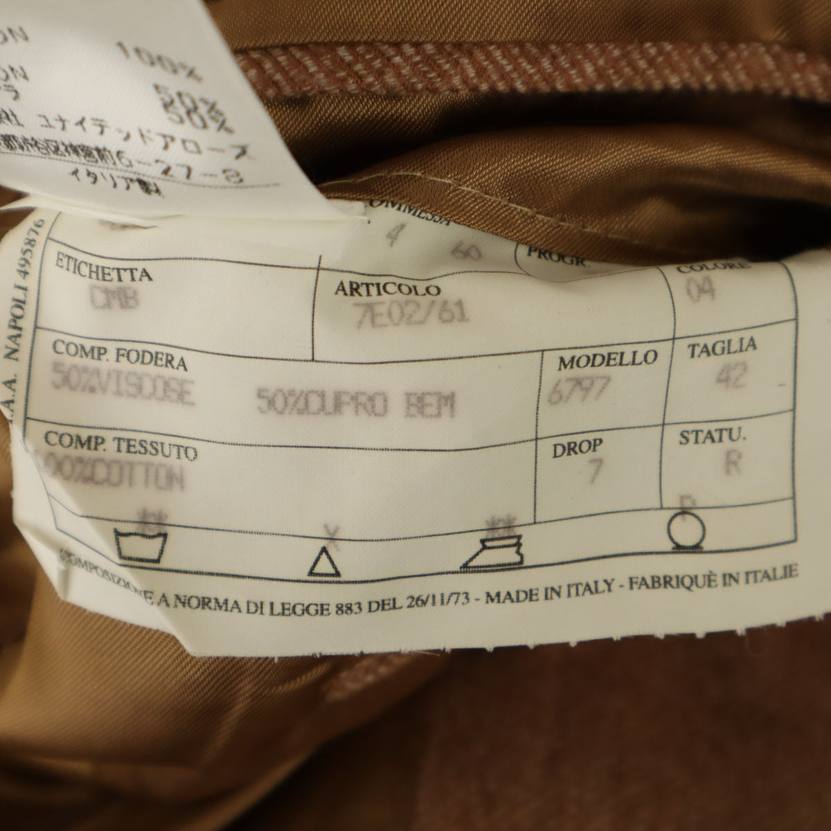 sartoria partenopea サルトリアパルテノペア SOVEREIGN ソブリン別注 イタリア製 テーラードジャケット 42 ブラウン ユナイテッドアローズ メンズ