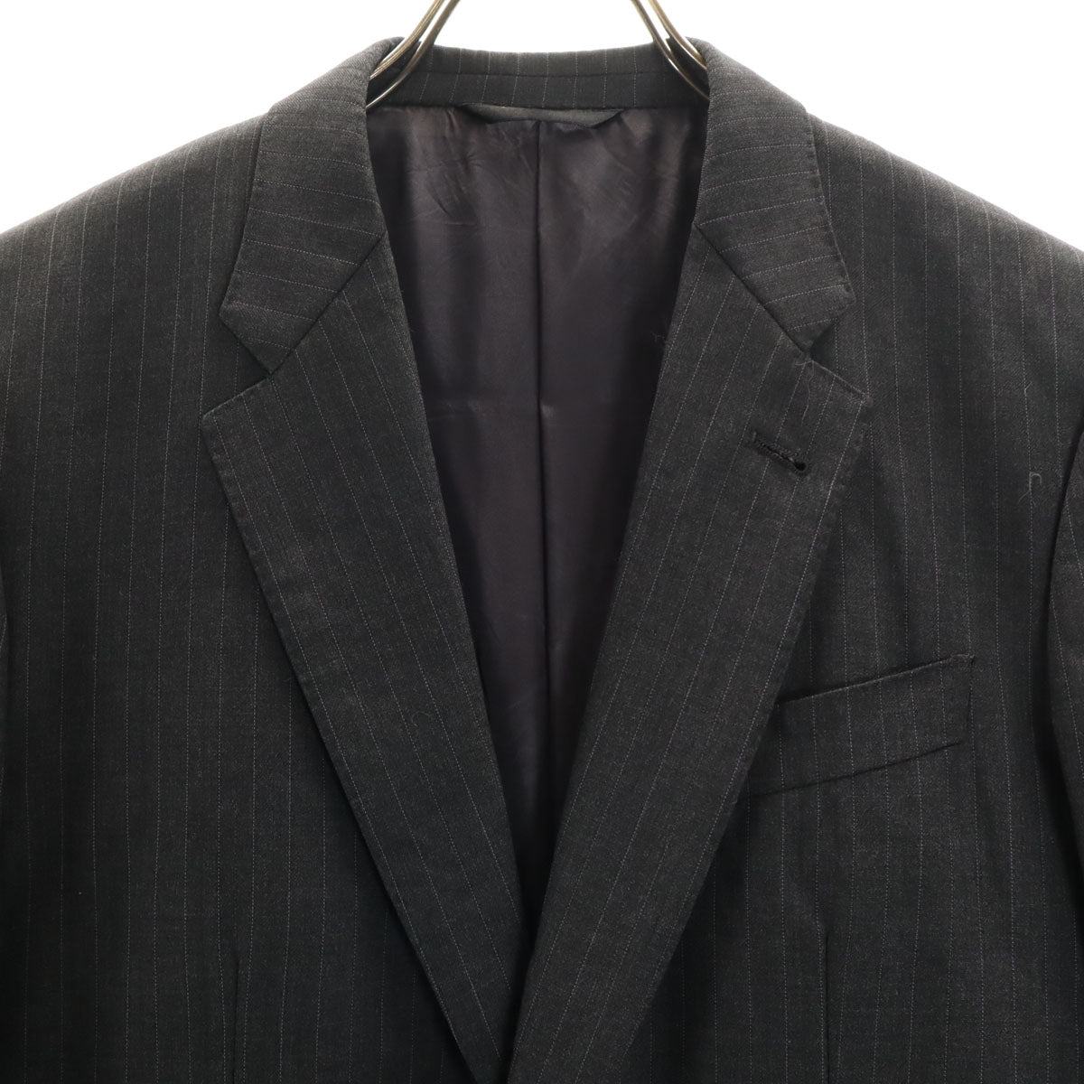 Paul Smith ポールスミス 日本製 ウール ストライプ柄 スーツ 上下 セットアップ M グレー 衣装カバー付き メンズ