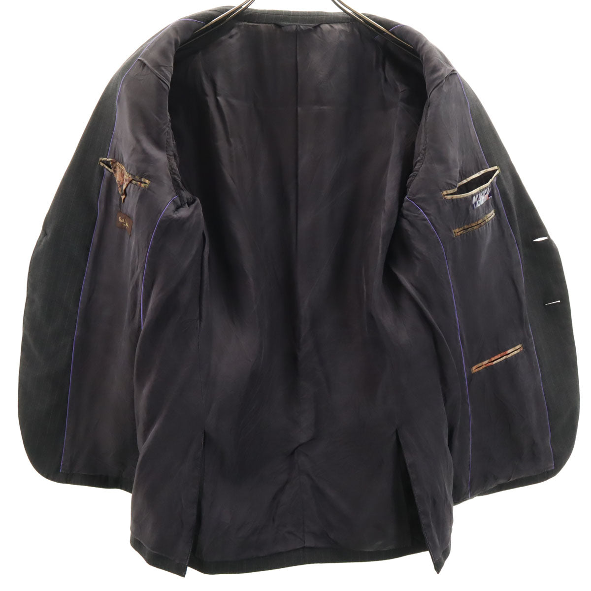 Paul Smith ポールスミス 日本製 ウール ストライプ柄 スーツ 上下 セットアップ M グレー 衣装カバー付き メンズ