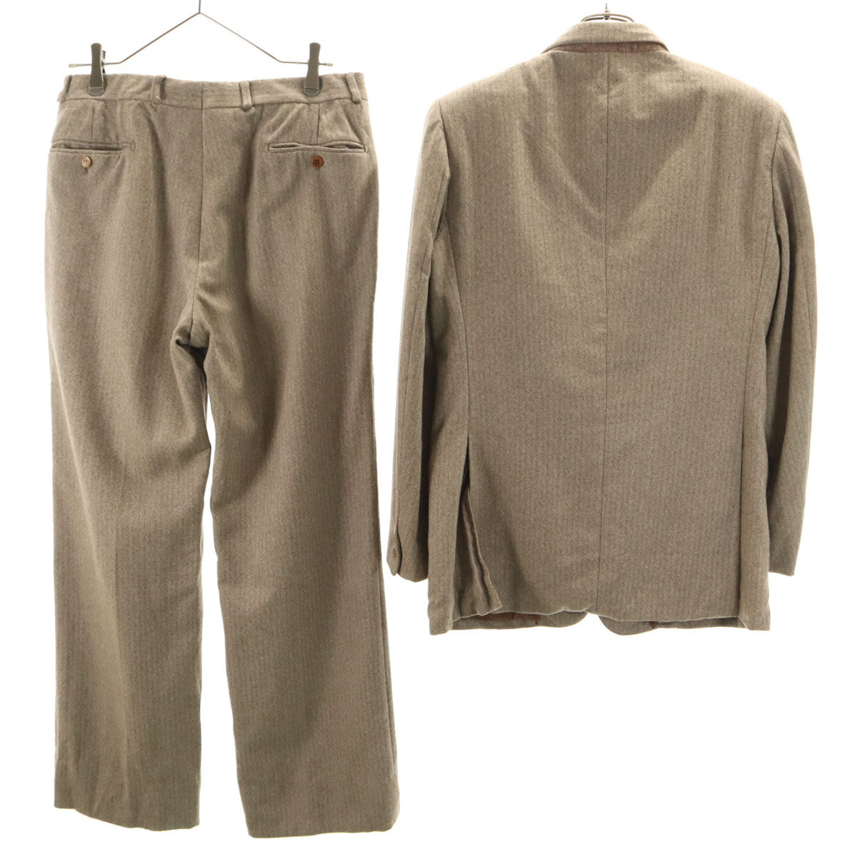 Belvest ベルベスト 80s 90s イタリア製 ヴィンテージ ヘリンボーン柄 スーツ 上下 セットアップ 48/不明 ベージュ系 メンズ