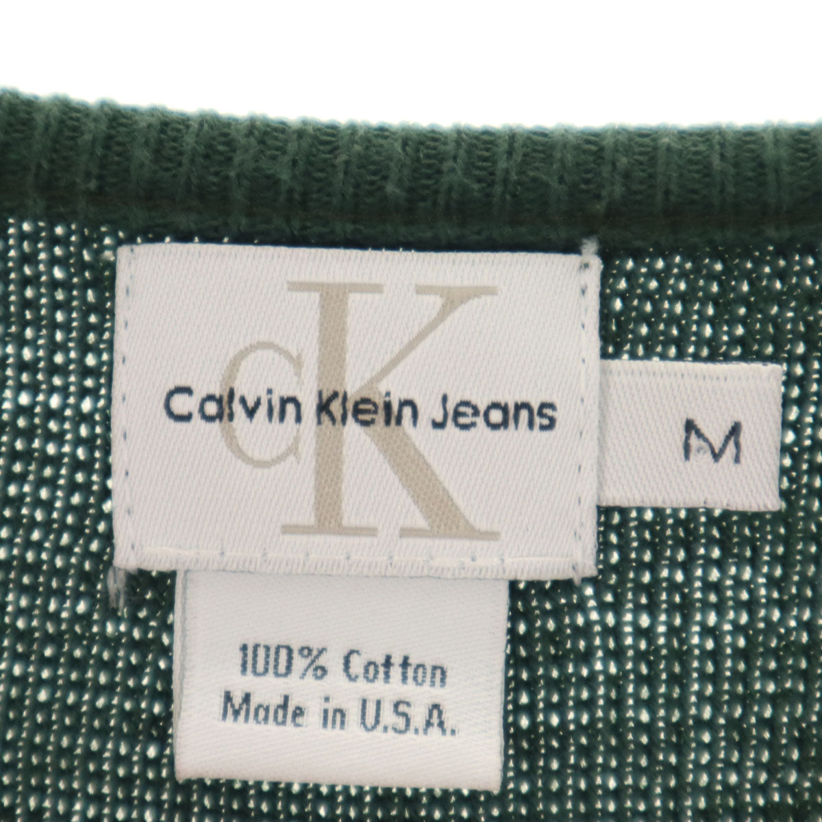 Calvin klein Jeans カルバンクラインジーンズ 90s USA製 オールド 長袖 セーター M 深緑 ニット メンズ