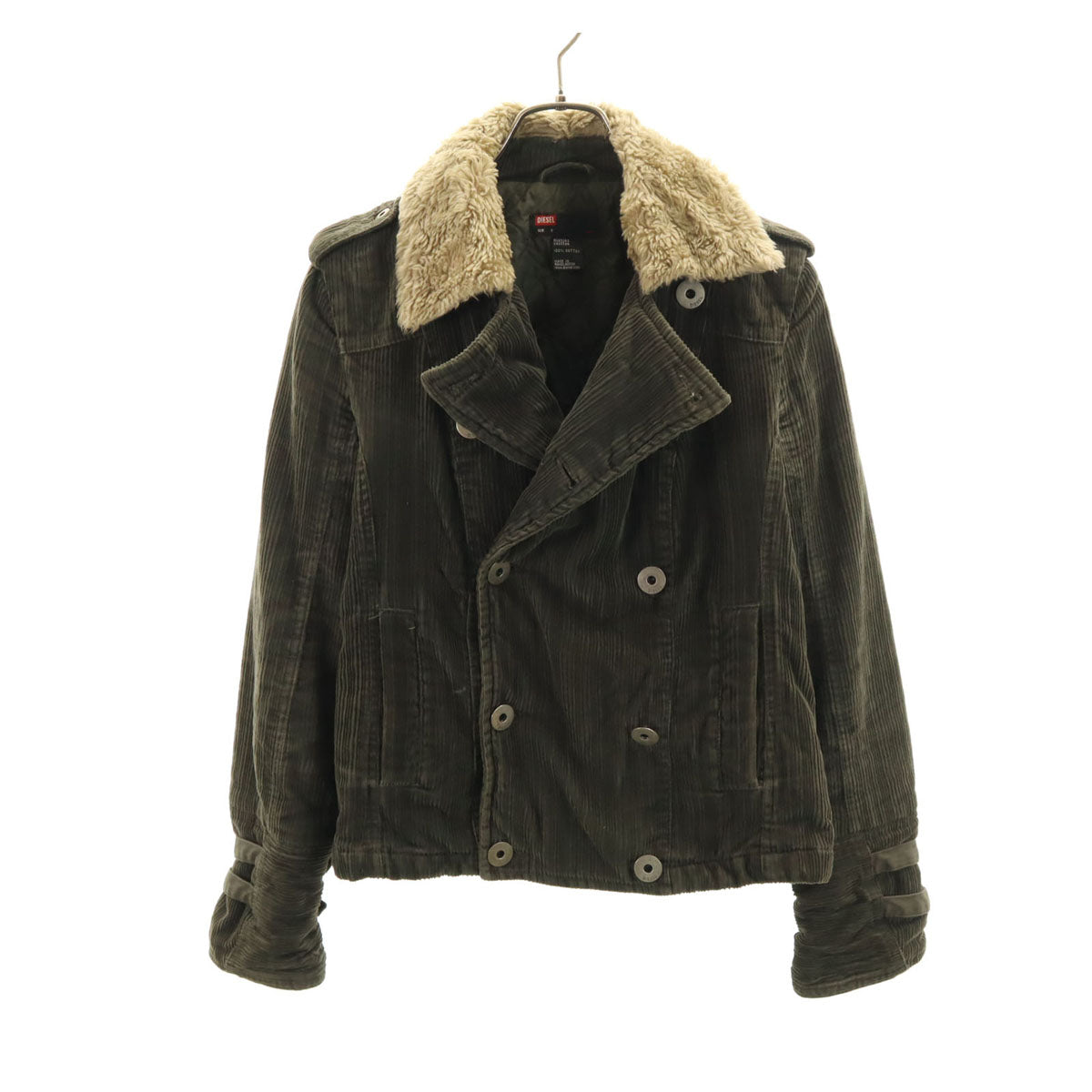DIESEL ディーゼル コーデュロイジャケット S カーキ ファー襟 レディース