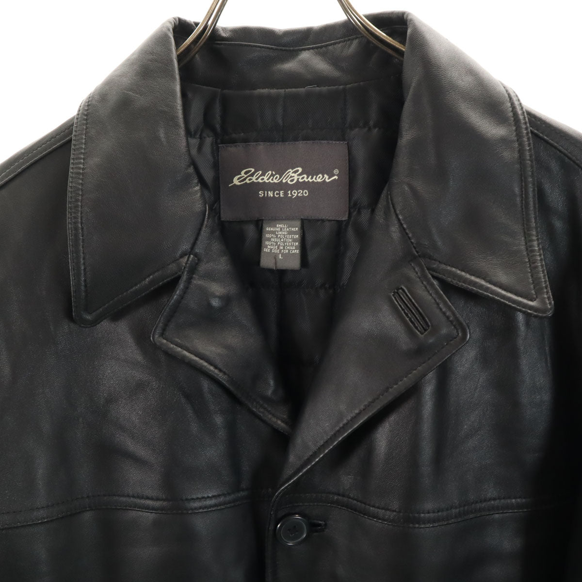 Eddie Bauer エディーバウアー シープスキン レザージャケット L ブラック メンズ