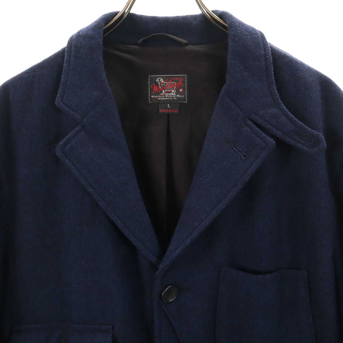 WOOLRICH ウールリッチ USA製 ヘリンボーン アップランド ジャケット L ネイビー メンズ