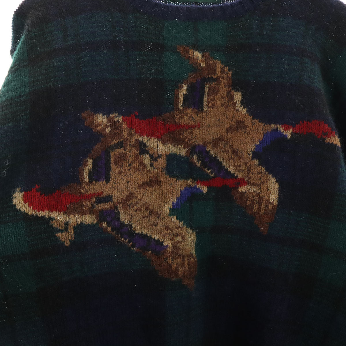Polo by Ralph Lauren ポロバイラルフローレン 80s 緑タグ ヴィンテージ ボーイズ ブラックウォッチ 長袖 セーター 170 ネイビー ニット キッズ