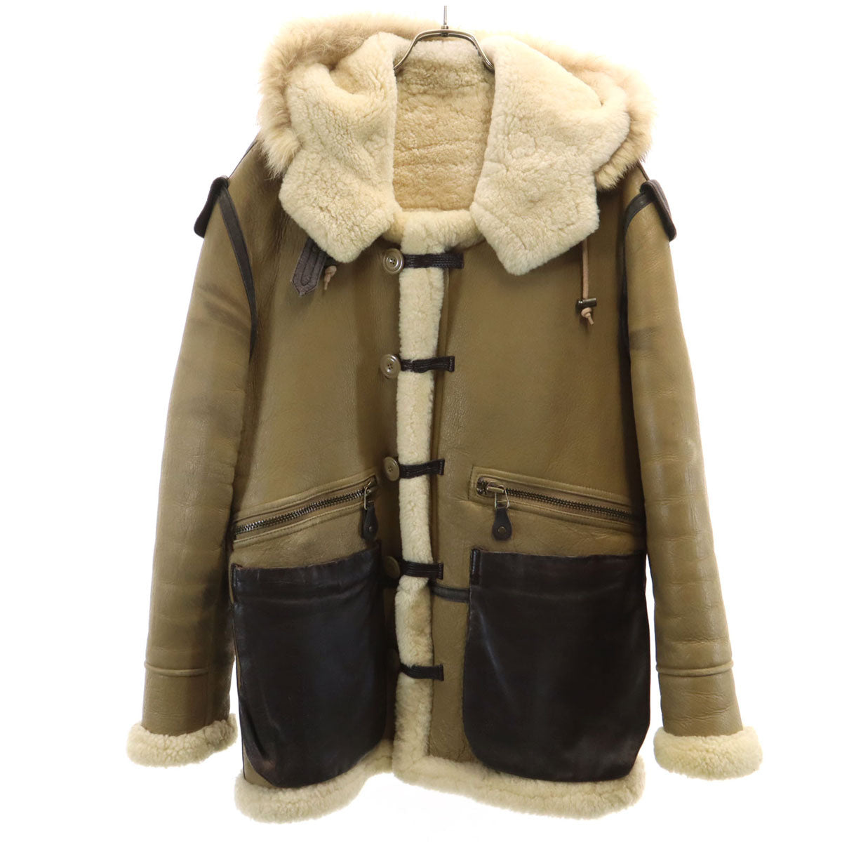 MILITARY CLOTHING 韓国製 B-7 ムートン フライトジャケット S ベージュ 羊革 メンズ